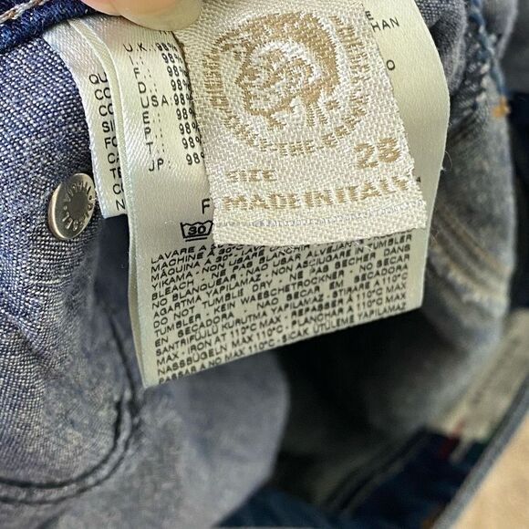 (28 Short) Diesel Men’s Safado Dark Wash Distressed Patched Jeans - Picture 7 of 9